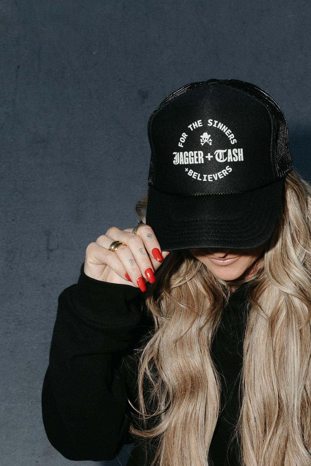 For the Sinners + Believers Adult Trucker Hat Jagger + Cash