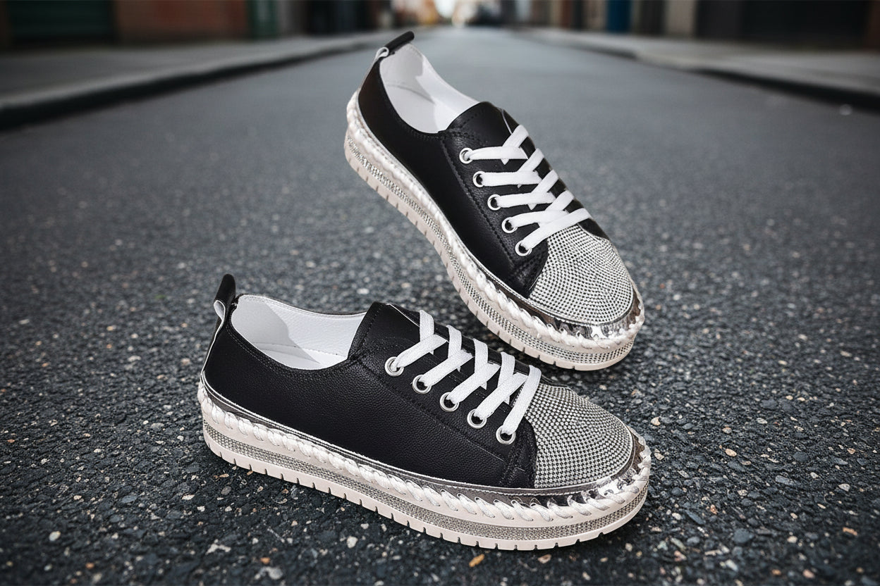 Women’s Plus Size White Sneakers – Chunky Sole Casual Everyday Shoes Stepique