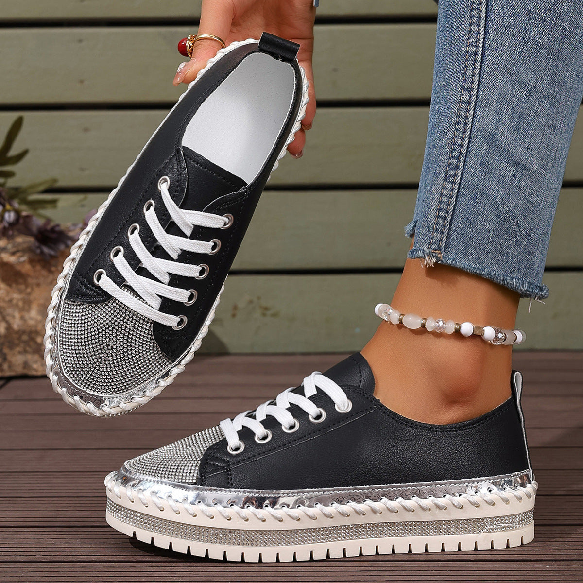 Women’s Plus Size White Sneakers – Chunky Sole Casual Everyday Shoes Stepique